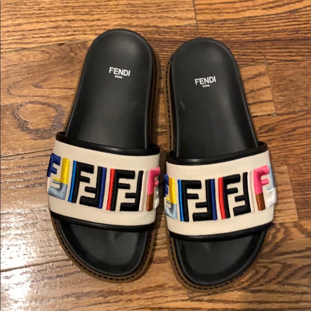 Authentic Fendi Rubber Slide with Raised Logo